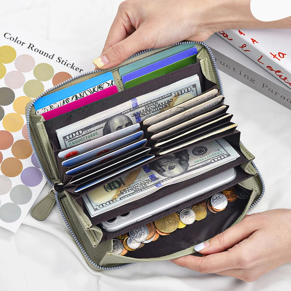 Long Zipper Wallet for Women pu Leather Large Capacity Credit Card Holder Wallets with Coin Pouch Money Pockets ladies wallets