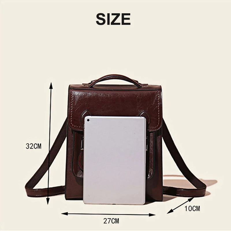 Backpack fashion new leather women's bag fashion oil wax cowhide women's backpack backpack backpack