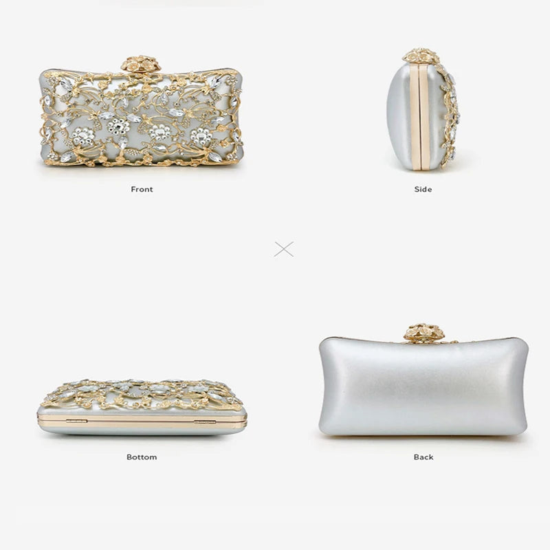 Temperament hollow gold banquet handbag luxury socialite small bag dress bridesmaid bag wedding retro evening bag