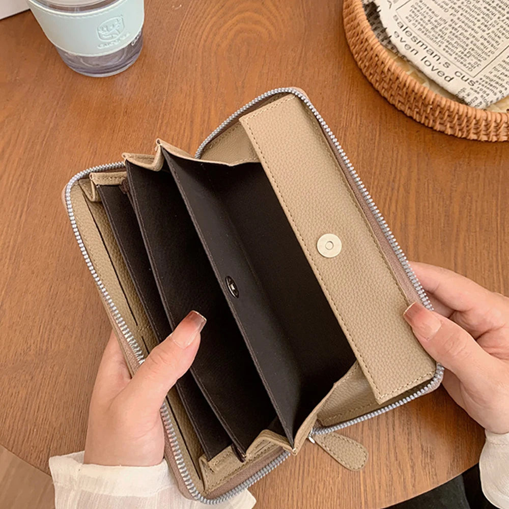 Long Zipper Wallet for Women pu Leather Large Capacity Credit Card Holder Wallets with Coin Pouch Money Pockets ladies wallets