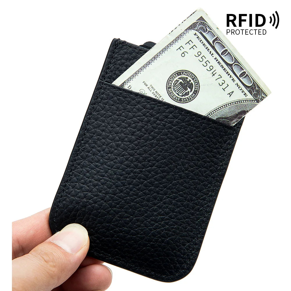 Cards Bag Pull-out Design Large Capacity genuine leather Card Sleeve Can Hold 5 Cards Storage Pouch for Bank ID VIP Cards