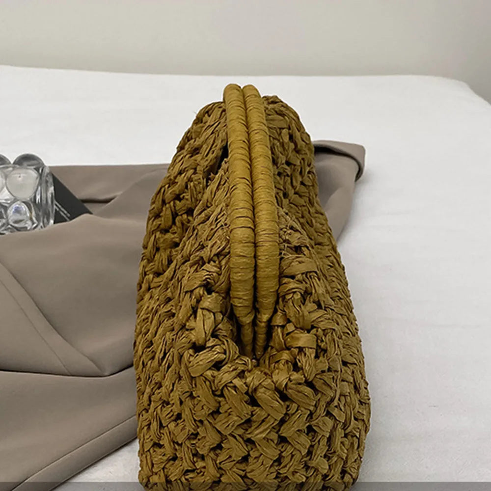 Faionable Artistic Handmade woven handbag for women in summer 2025, new high-end texture and stylish beach vacation handbag