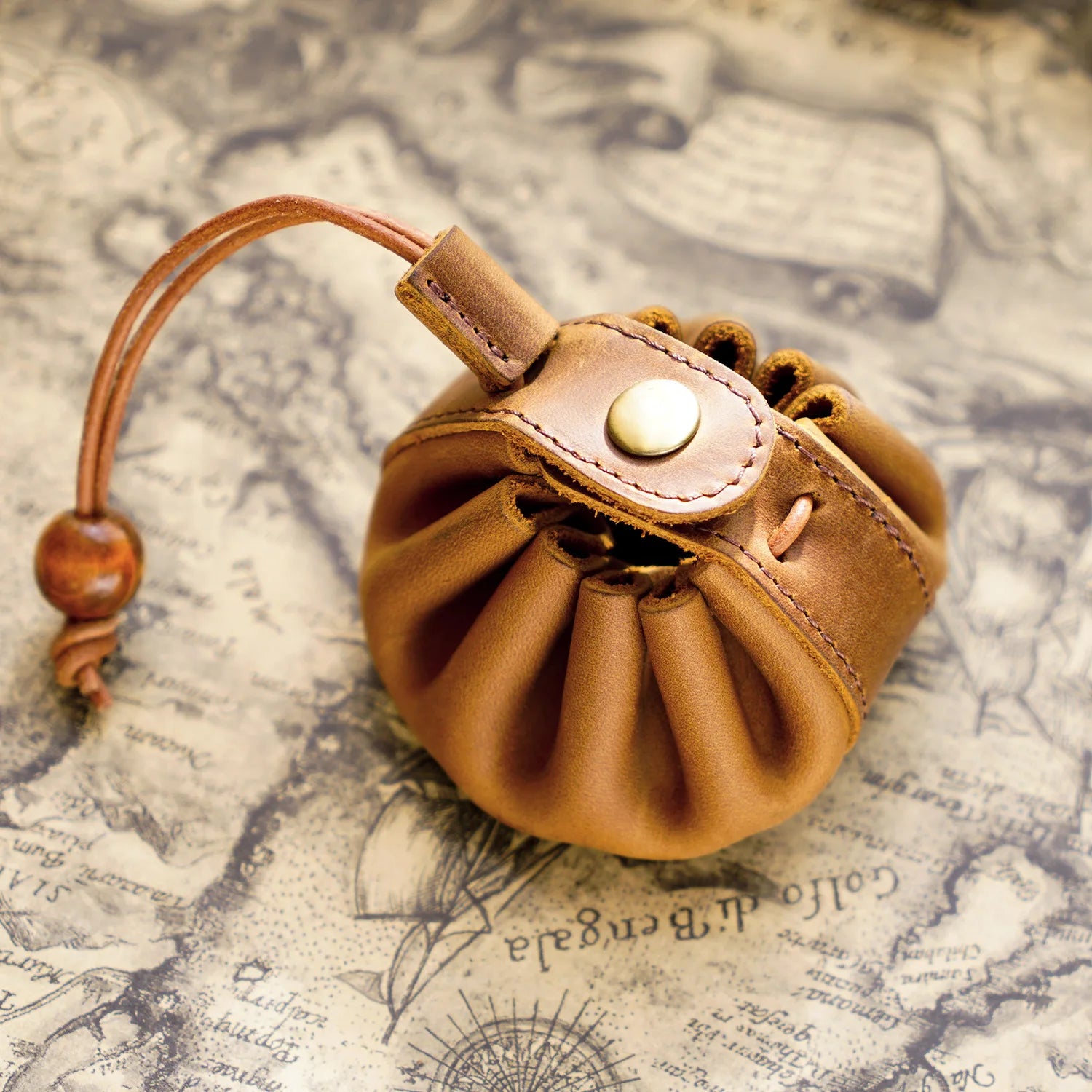 genuine leather Dice Bag Tray Design Viking Style Vintage Medieval Drawstring Pouch Handmade top layer cowhide coin purse